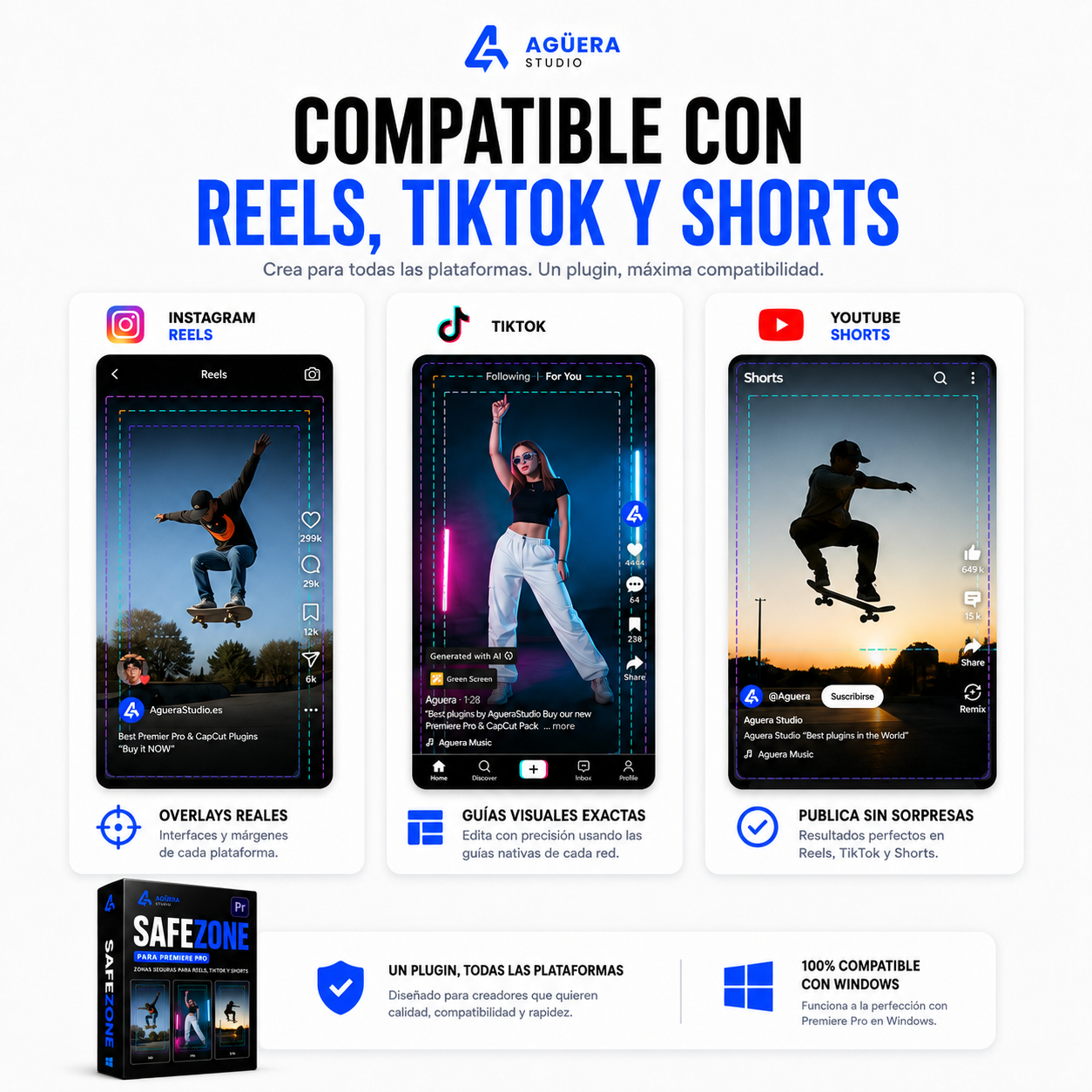 SAFEZONE para Premiere Pro — Zonas Seguras para Reels, TikTok y Shorts