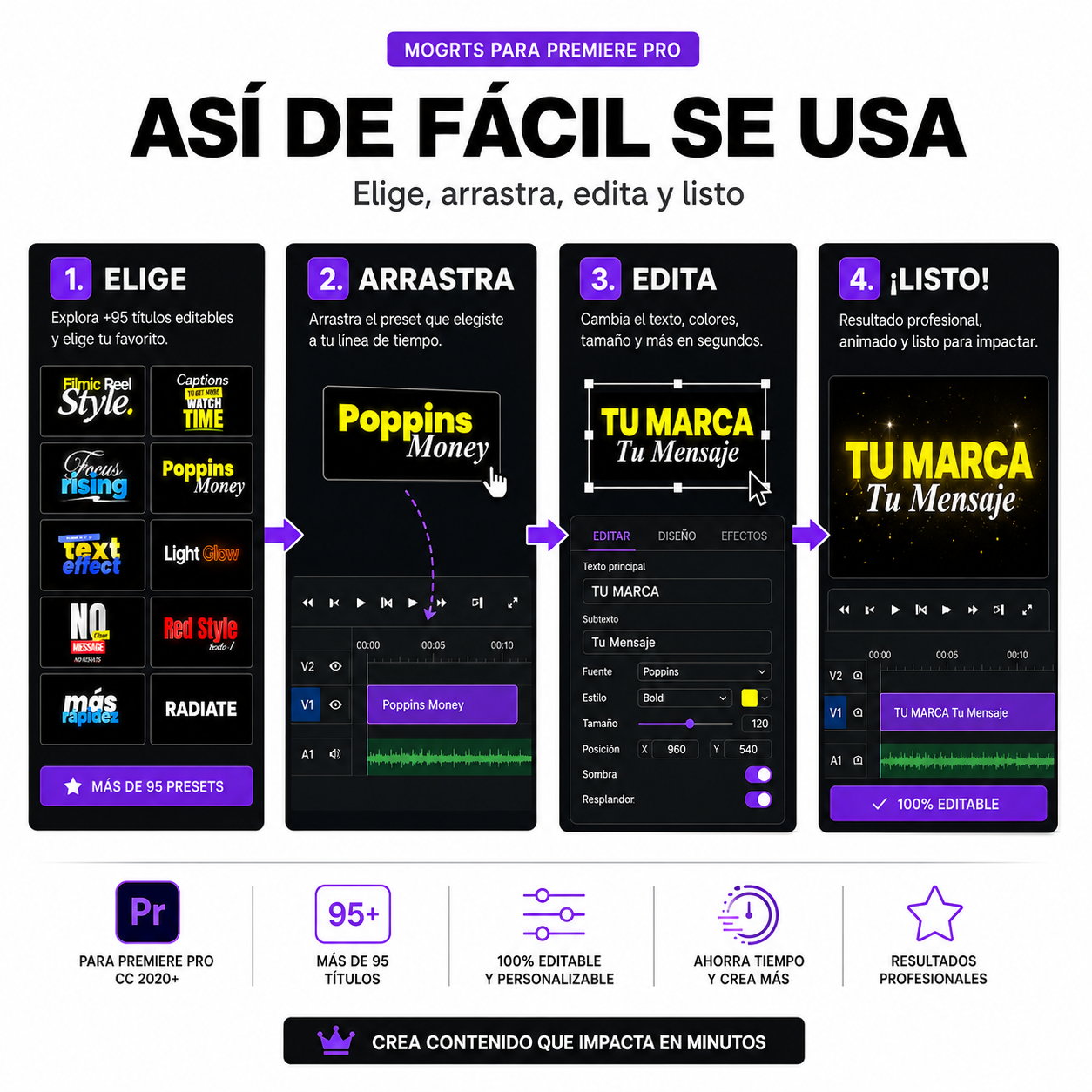 95+ Títulos Virales para Premiere Pro | Pack MOGRT 100% Editable
